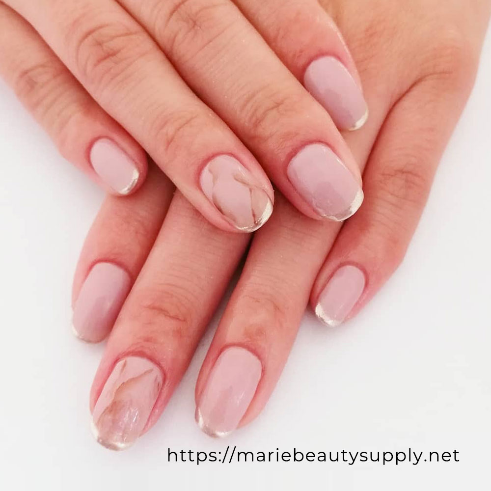 French Mirror Marble Style Art. Nail Art Gallery by MARIE BEAUTY SUPPLY.