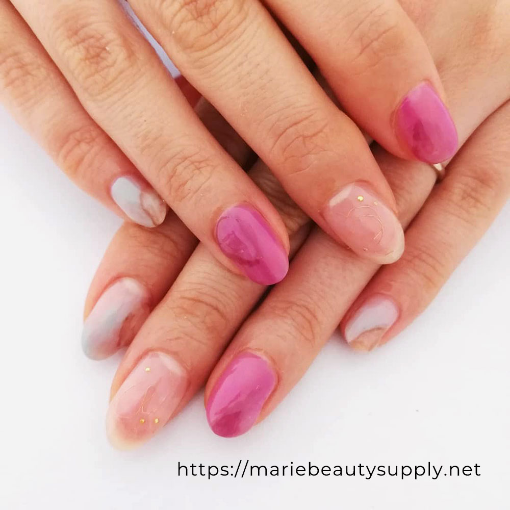 Pink Crystal-like Nail Design. Nail Art Gallery by MARIE BEAUTY SUPPLY.