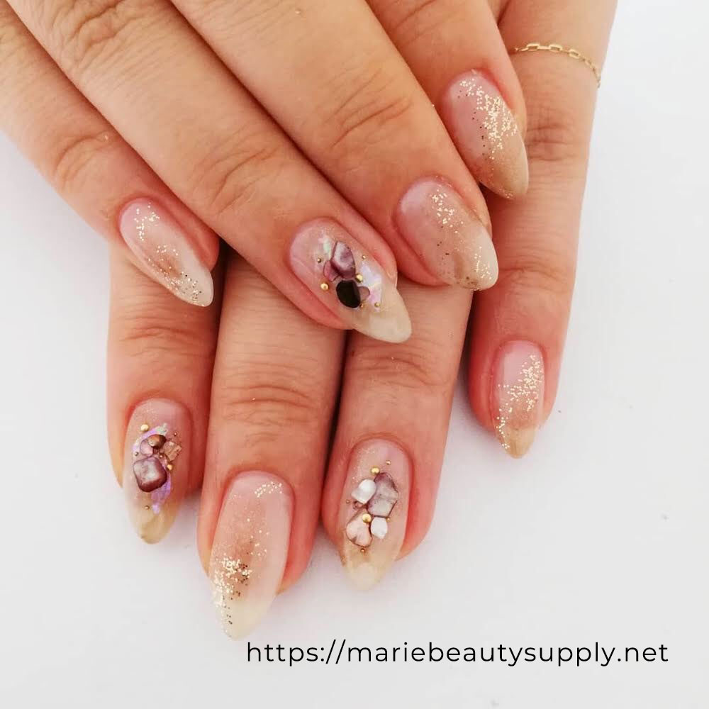 Brown, Ivory and Gold Nuance Nails. Nail Art Gallery by MARIE BEAUTY SUPPLY