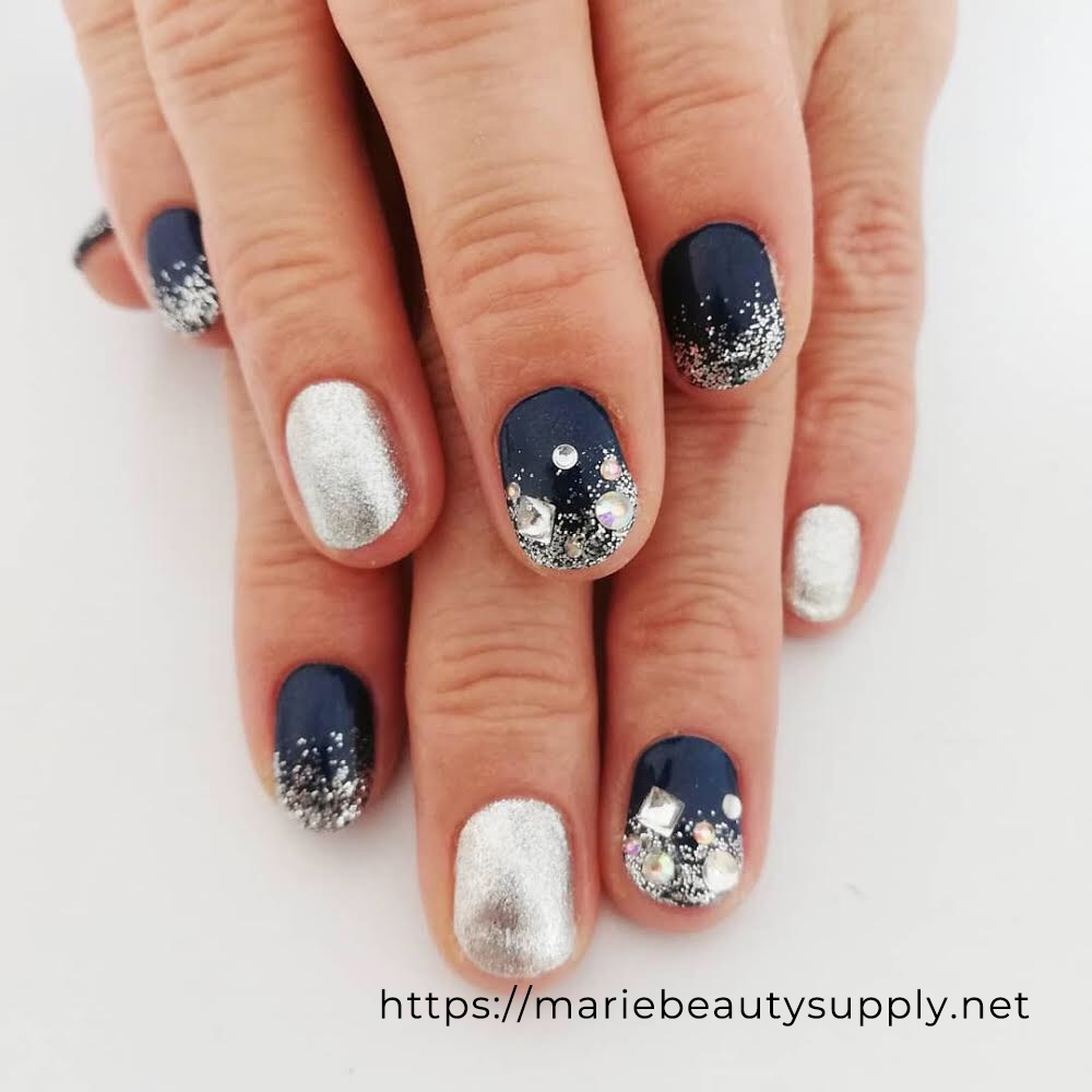 Nail Design Inspired by the Winter Night Sky. Nail Art Gallery by MARIE BEAUTY SUPPLY