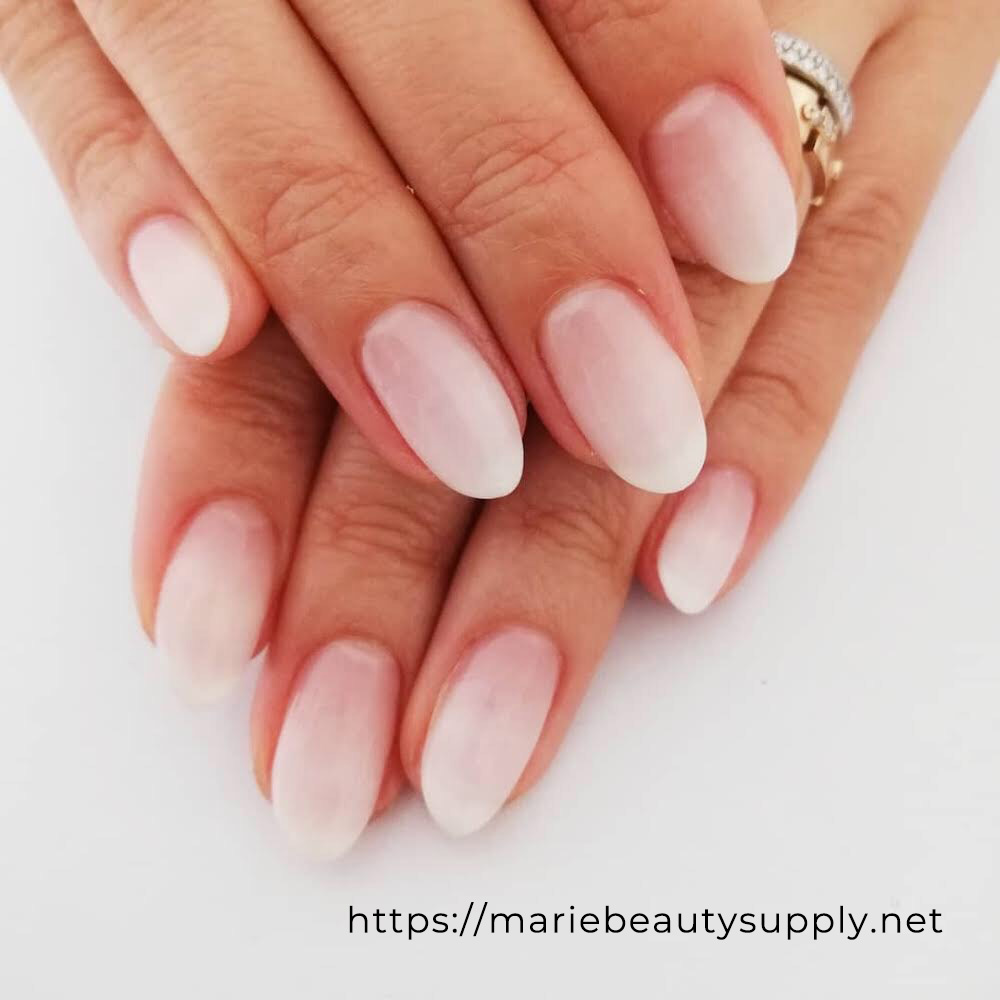 Natural Beautiful Nails with Sheer White Gradation. Nail Art Gallery by MARIE BEAUTY SUPPLY