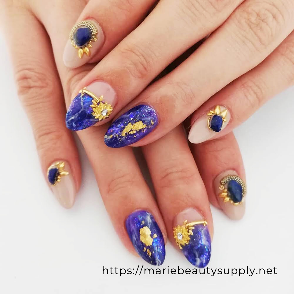 Galaxy Nails Combined with Natural Colors.