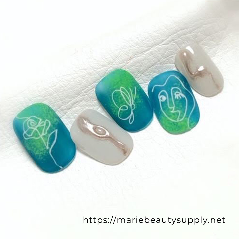 Neon colors are used to create this nail design.