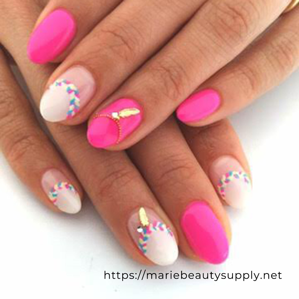 Casual Nails with Braid-Like Design.
