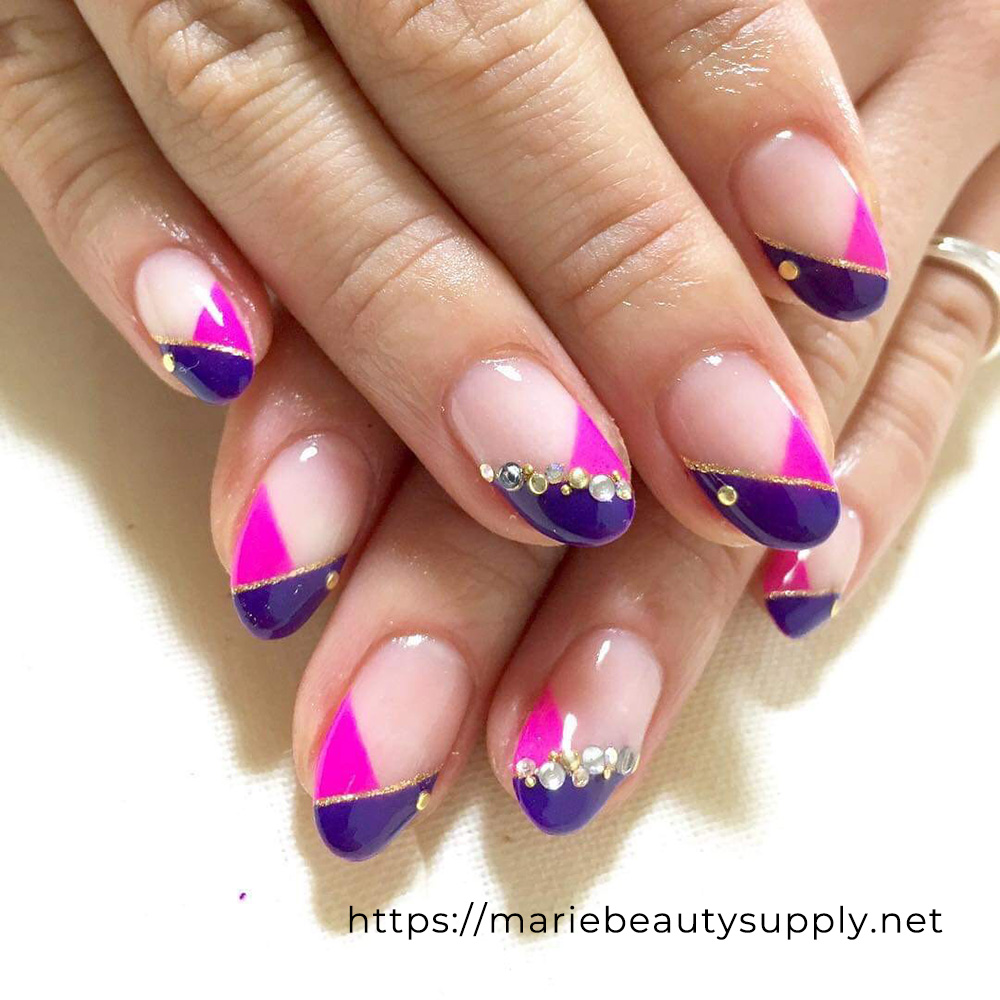 Variant Pink and Purple French Nails.