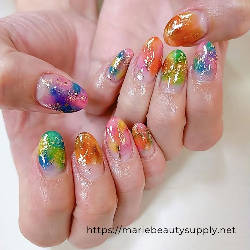 Clear Colorful Nails.