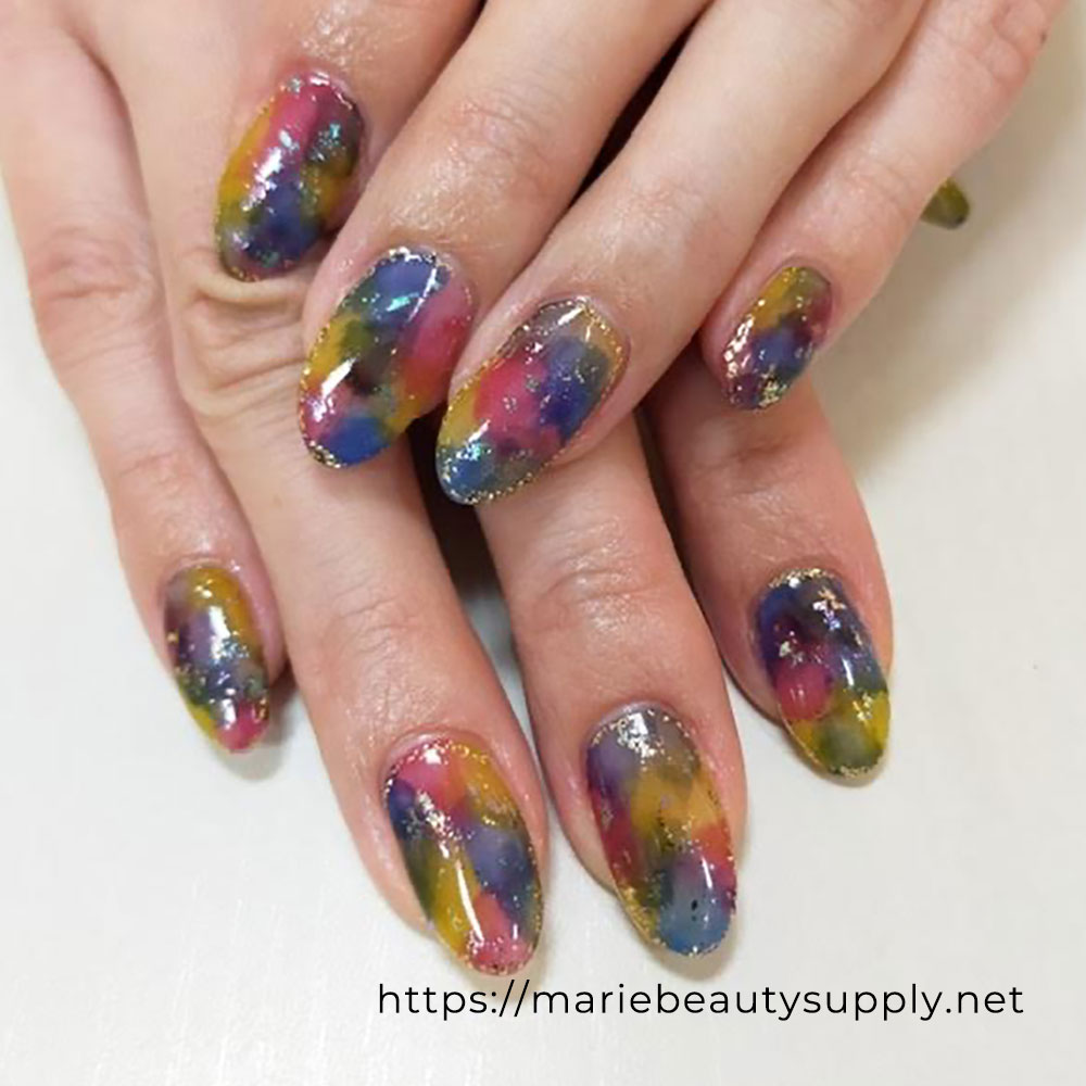 Clear Colorful Gel Nails.