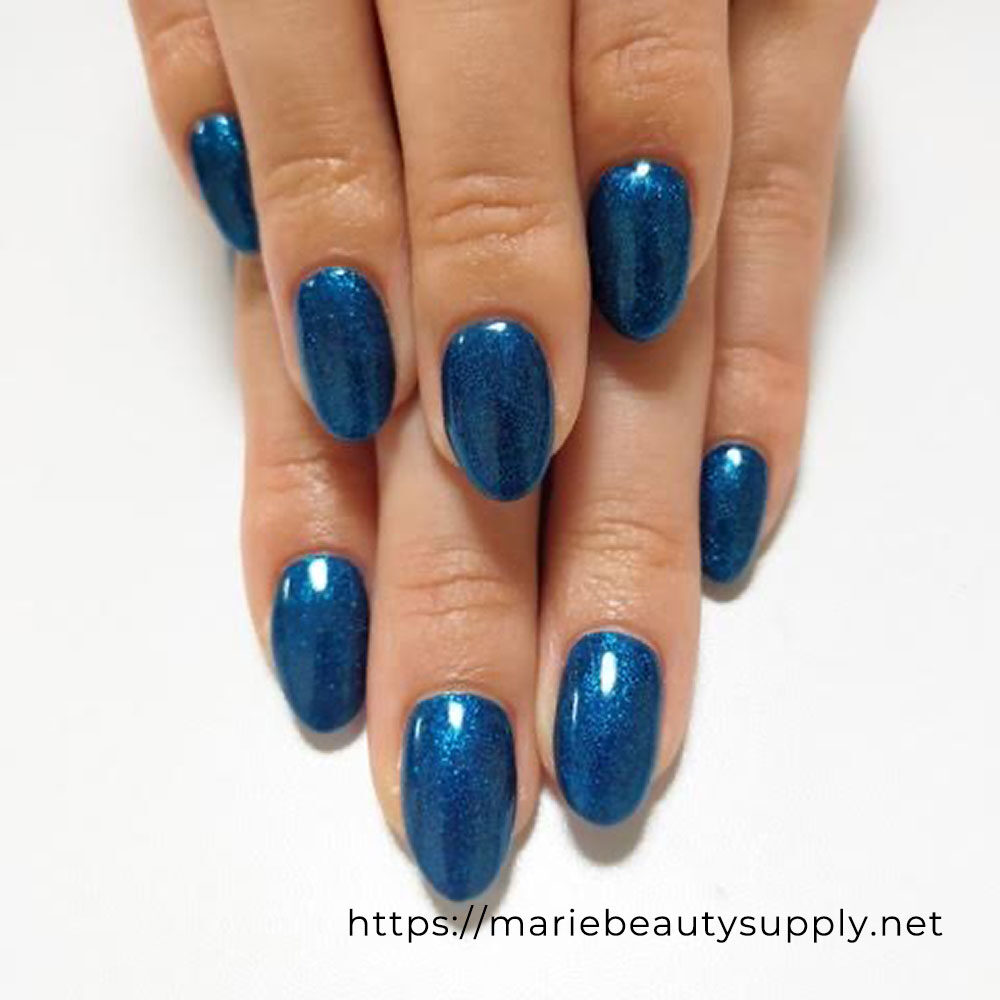 Shimmery Blue Nails.