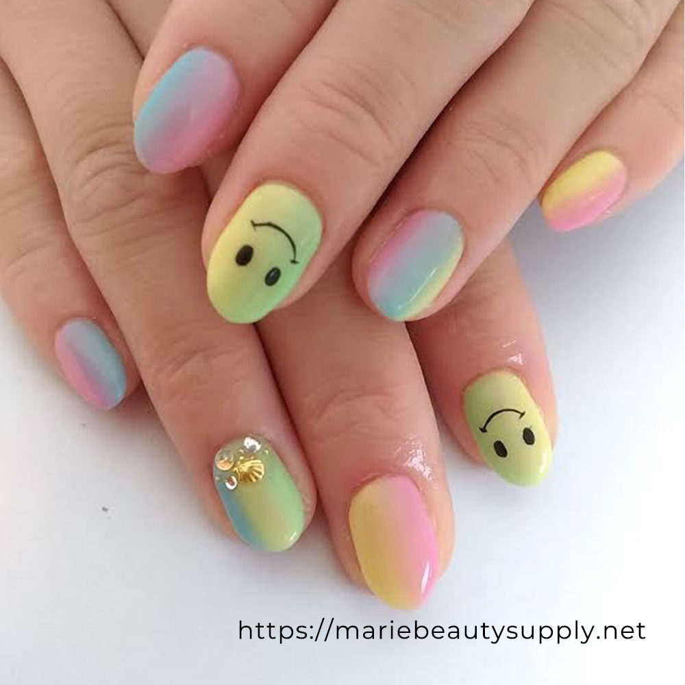 Pastel Rainbow Nails.