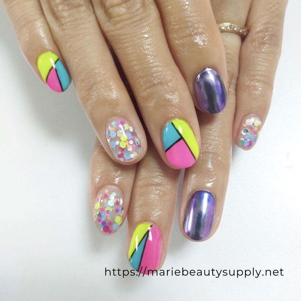 Colorful Neon Nails.