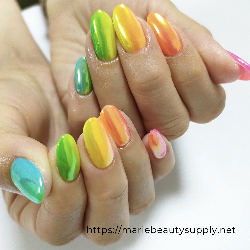 Colorful Vertical Gradient Nails.