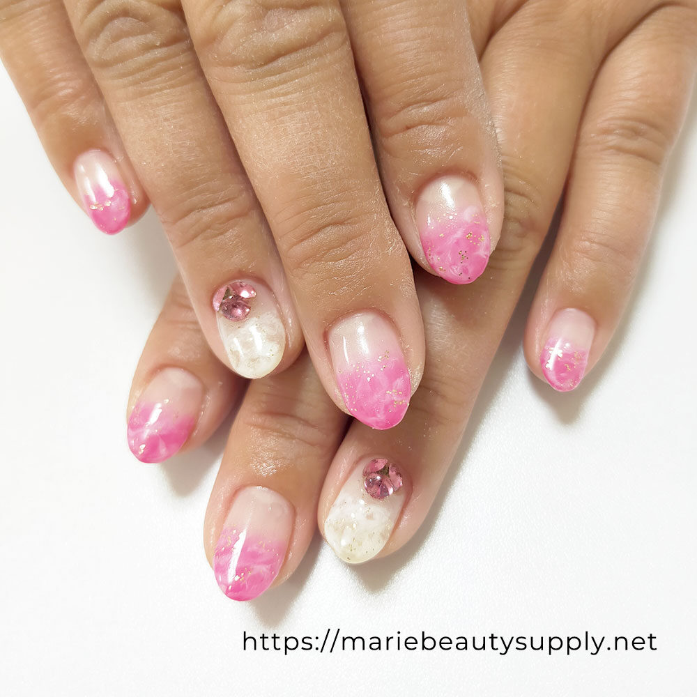 pink and white marble nails