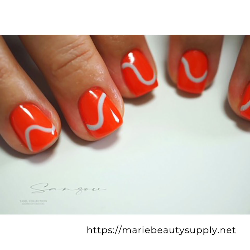 It is simple But impactful art with hand written lines on vivid orange base.